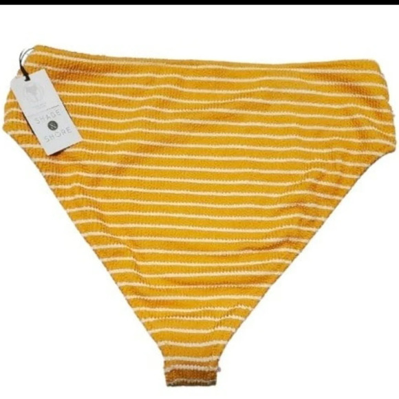 NWT Shade & Shore Women's Pucker High Waist Cheeky Bikini Bottom L 12-14 - Picture 3 of 5